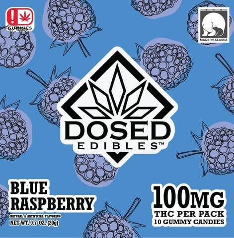 Blue Raspberry (100mg) Dosed Gummies 10pk by Dosed Edibles