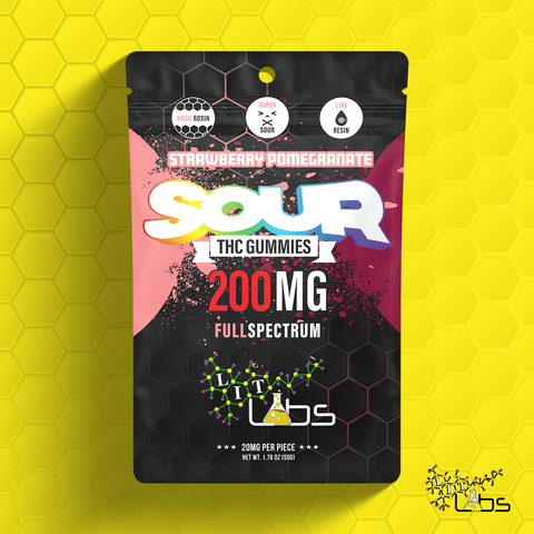 Lit Labs Sour Strawberry Pomegranate Gummies 200mg