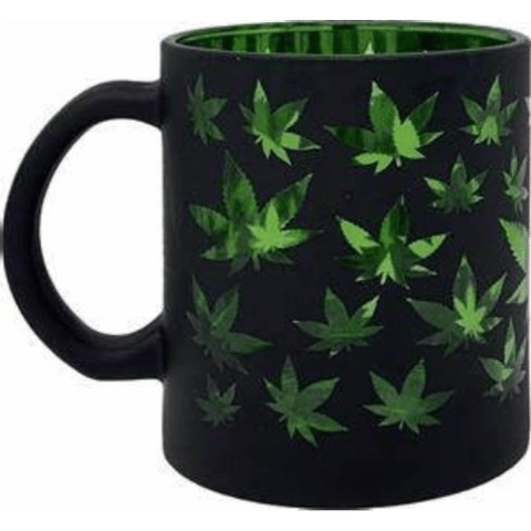Glass Coffee Mug 16 oz Black Frosted Green