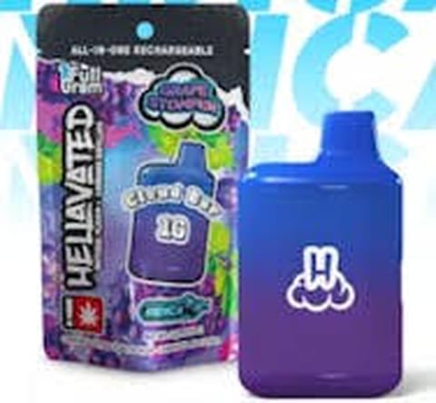 Hellavated | Grape Stomper | 2G | Flavored Distillate | Cloud Bar | Disposable