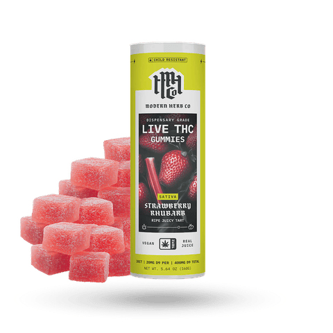 Live D9 THC Gummies | Strawberry Rhubarb (Sativa) - 5 count