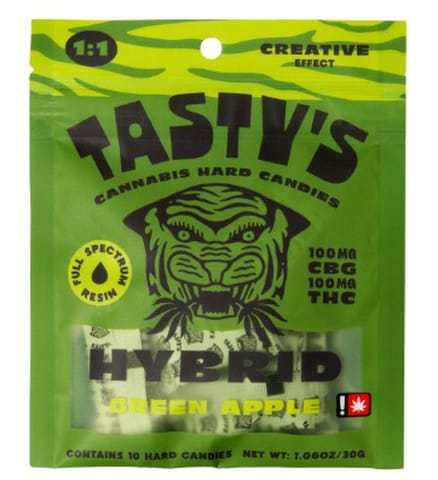 Green Apple 1:1 THC:CBG Gummy 100mg (Tasty's)