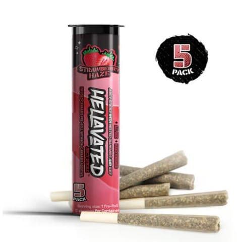 Hellavated | Juicy Stickz | Infused PreRoll | - Strawberry Haze | 0.5g x 5
