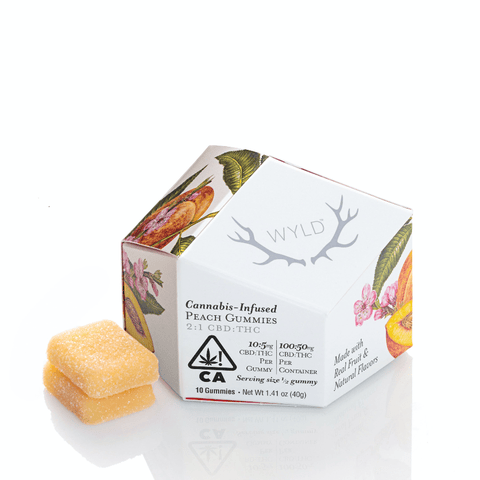 WYLD | Peach (H) 2:1 | 10mg CBD / 5mg THC x 10 Gummies