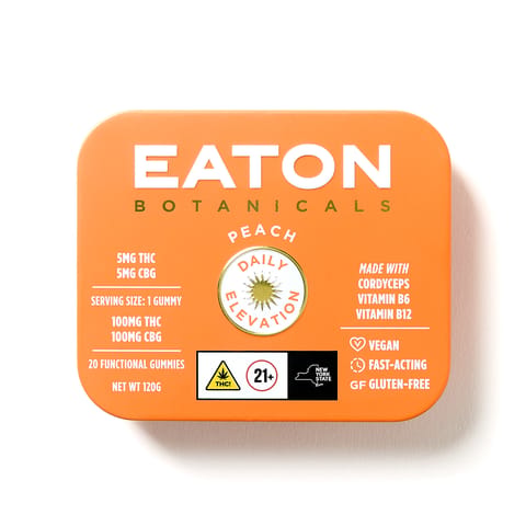 Eaton Botanical | Daily Elevation Peach 1:1 THC:CBG | Edibles | 100mg 20-pack