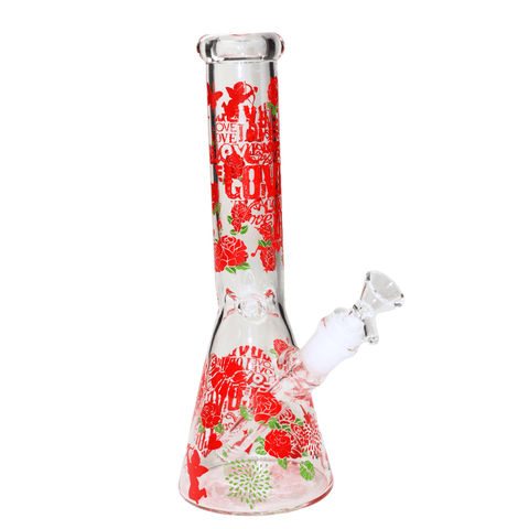 SirEEL | 10" Hearts Beaker Bong w/Bowl | Roses