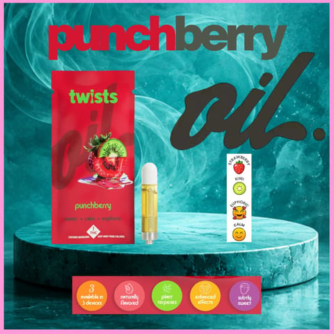 Punchberry 1g Oil Twists Distillate Vape Cartridge by Oil by Craft | Golden Rookie