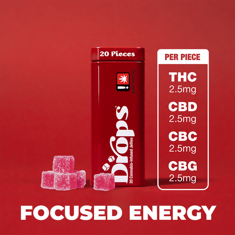 Drops CBD Jellies 20 Pack | 1:1:1:1 Cranberry 50mg