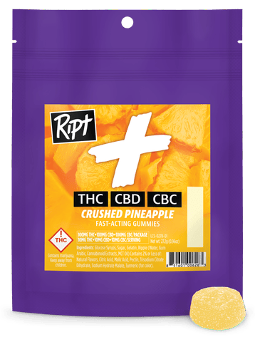 Ript | 100mg Gummies | Crushed Pineapple | THC:CBD:CBC