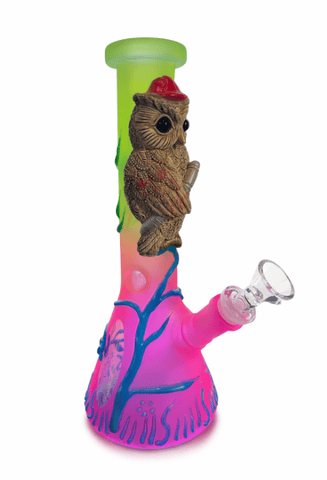 Glow In The Dark Owl Water Pipe- 12"