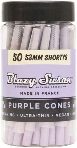 Purple Pre Rolled Cones Jar 53mm Shorties 50ct