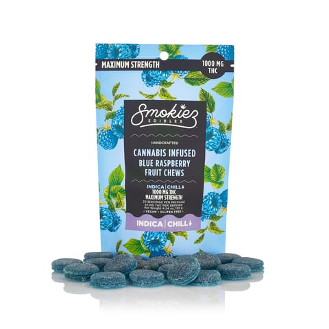 Smokiez Fruit Chews | Sour Blue Raspberry Indica 1000mg Med