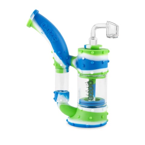 Ooze - Blue Tye Dye Double Glass Chamber Waterpipe