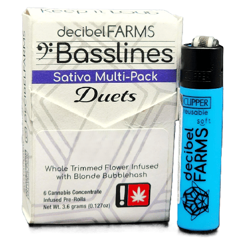 BASSLINES DUET BUBBLEHASH INFUSED JOINTS | APRICOT SMACKS & CAFE DURBAN | SATIVA | 0.5 GRAM | X6