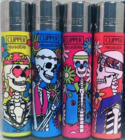 Clipper - Hippie Skeletons and Skulls Lighter | Print May Vary