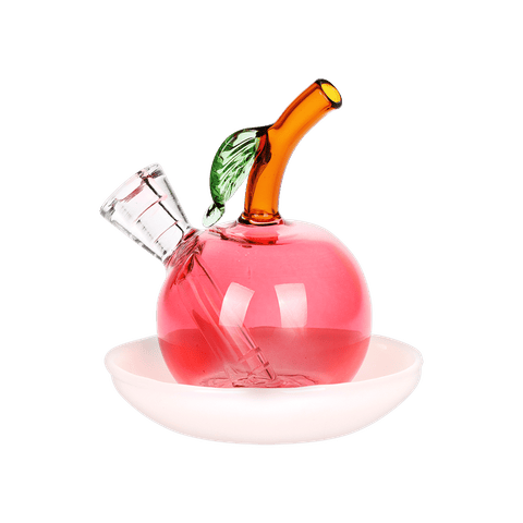 Astounding Apple on Dish Glass Cone Bubbler 3.25"