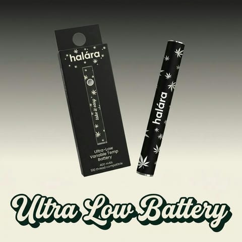 Halara Ultra-Low Temp Battery 510 (Black w/Cannabis Leafs)