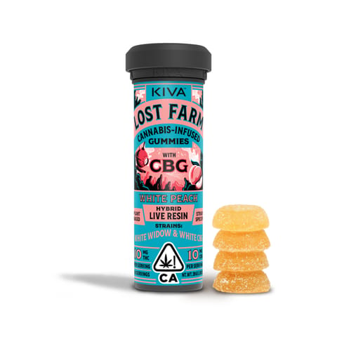 KB - LOST FARM - LIVE RESIN GUMMY - WHITE PEACH X WHITE WIDOW - 100MG