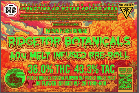 Papaya Peach Sundae Infused Preroll Ridgetop Farm