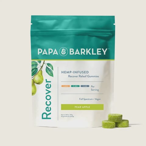 Papa & Barkley | Pear Apple (1:1:1) | 5mg CBD / 5mg THC / 5mg CBG x 20 Recover Gummies