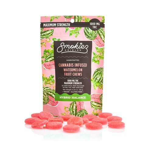 Smokiez Fruit Chews | Sour Watermelon Hybrid 1000mg Med