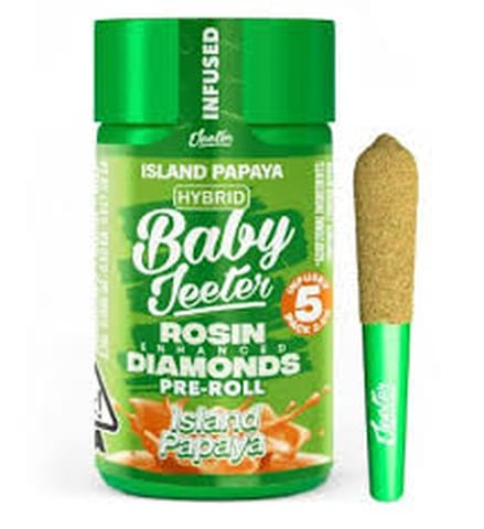 Island Papaya x5 x .5g Rosin Enhanced Diamonds Infused Pre-Roll Pack | Baby Jeeter | Non-Discountable