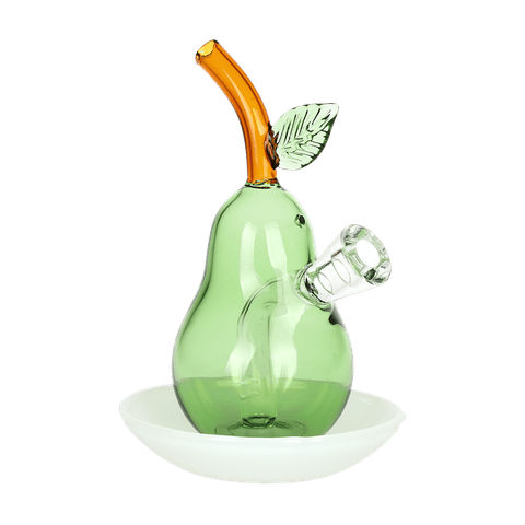 Perfect Pear on Dish Glass Cone Bubbler 4.5"