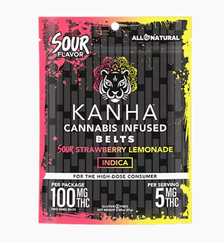 KANHA - Sour Belts | Sour Strawberry Lemonade | Indica 100mg 25g