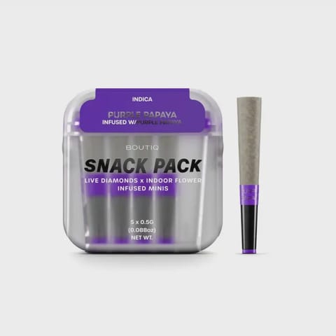 Boutiq | Purple Papaya (I) | .5g THC x 5 Diamond Infused Mini Preroll Joints