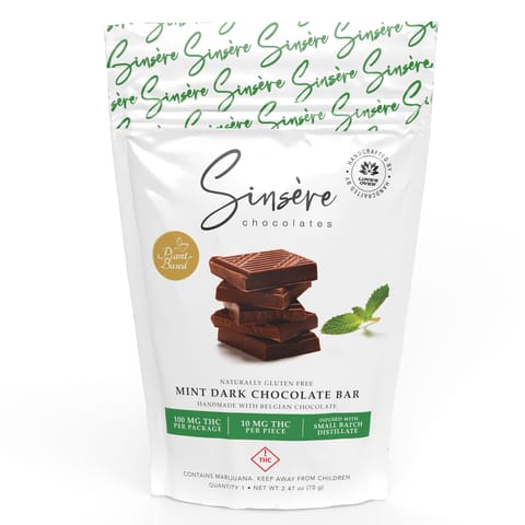 Sinsere Belgian Dark Chocolate Bar Mint 100mg