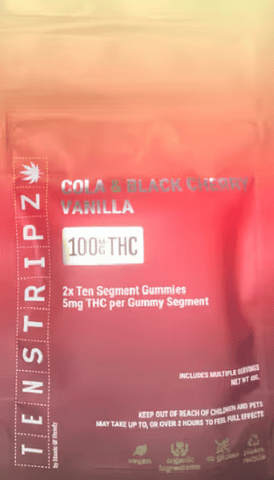 10 Stripz Cola/Black Cherry 100mg Gummies Haute & Heady
