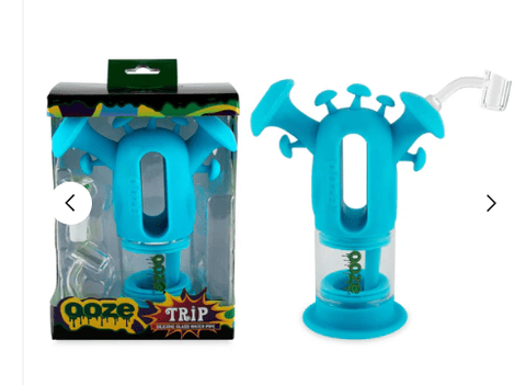 Ooze | Trip Silicone Glass Water Bubbler Dab Rig | Aqua Teal