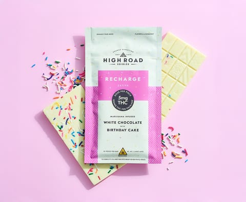 High Road - Recharge Chocolate - Birthday Cake White Choc Bar