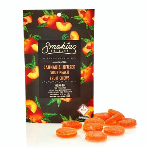 Smokiez Fruit Chews | Sour Peach 100mg Rec