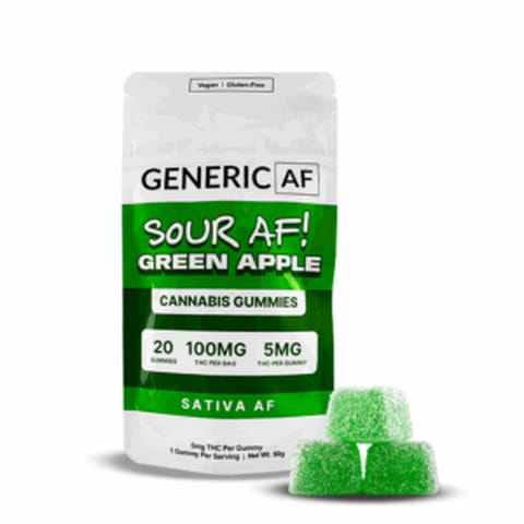 Generic AF - Sour AF! Green Apple | 100mg 20Pk Gummies