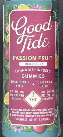 Good Tide | Passion Fruit 1:1:1 THC:CBD:CBN Indica | Gummies | 100mg | 10ct