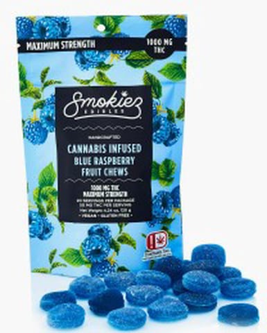 Smokiez | Sweet Blue Raspberry | Indica |1000mg | THC Fruit Chews