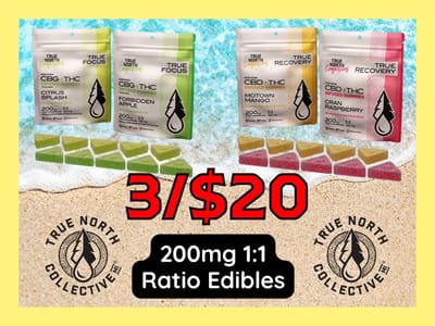 3/$20 200mg 1:1 True North Edibles