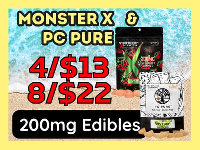 8/$22 MonsterX and PC Pure 200mg edible