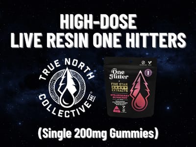 5/$30 - True North 200mg Live Resin One Hitter Gummies