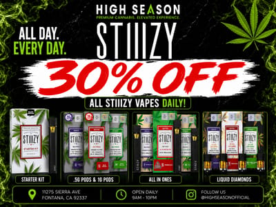 30% OFF STIIIZY VAPES DAILY