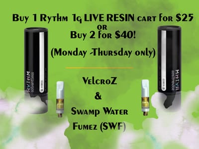 Buy 2 Rythm 1g Live Resin Carts for $40