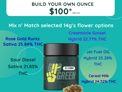 $100 oz; Mix & Match (2) 14g Good Green flower!