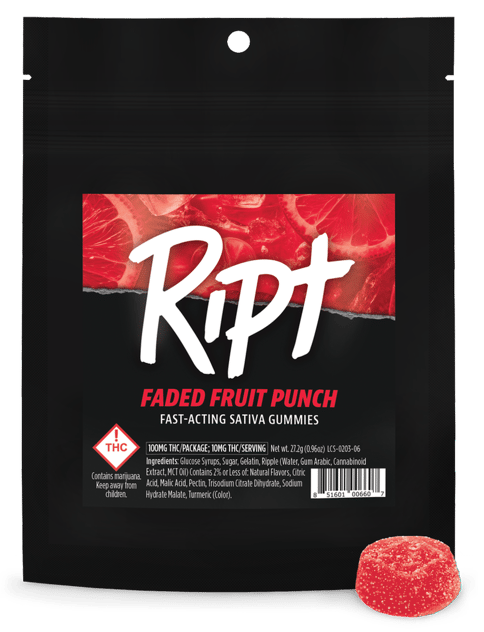 Ript | 100mg Gummies | Faded Fruit Punch | S