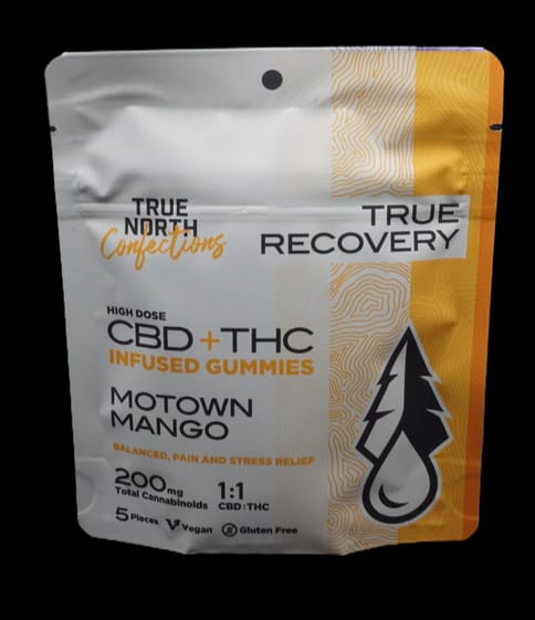 200mg Motown Mango THC Gummies 5x20mg 1:1 THC/CBD