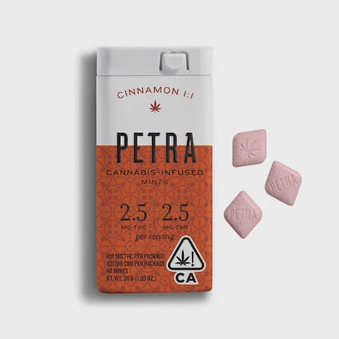 Petra | Cinnamon 1:1 | 2.5mg THC x 2.5mg CBD x 40 Sugar Free Mints"