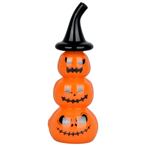 Stacked Jack-O-Lantern Glass Hand Pipe | 5"