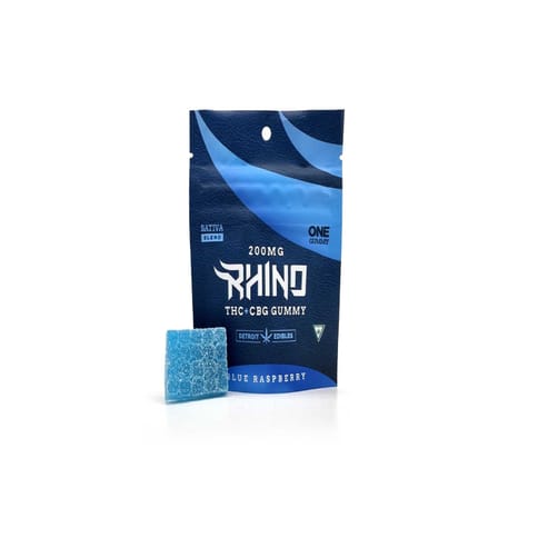Rhino Blue Raspberry THC/CBG 200mg Gummy