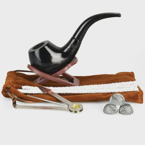 Pulsar Shire Pipes Ebony Bent Brandy Wood Smoking Pipe | 5.5"