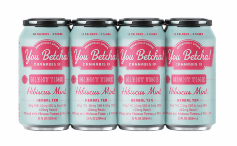 You Betcha - Hibiscus Mint Herbal Tea - NIGHT TIME - 5mg THC, 10mg CBD, 5mg CBN, 400mg Reishi - Hibiscus Mint - 4-Pack